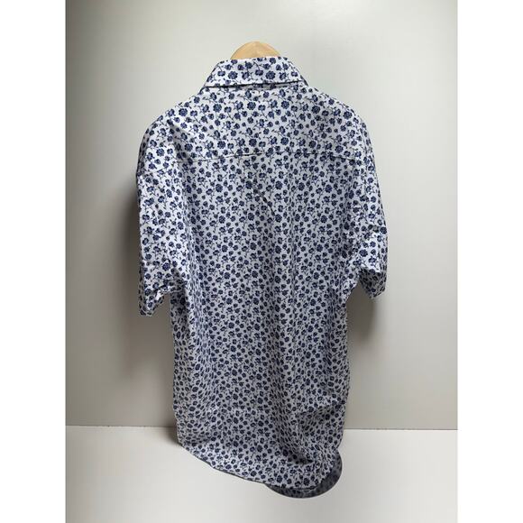 Denim & Flower Zmen’s Button Front Shirt Sz Small Blue Floral Rickey Singh - Picture 3 of 10